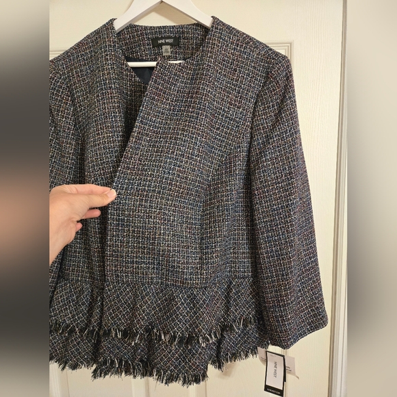 Nine West Metallic Nightsky Fringe Open Peplum Blazer NWT size 24W - Picture 2 of 15